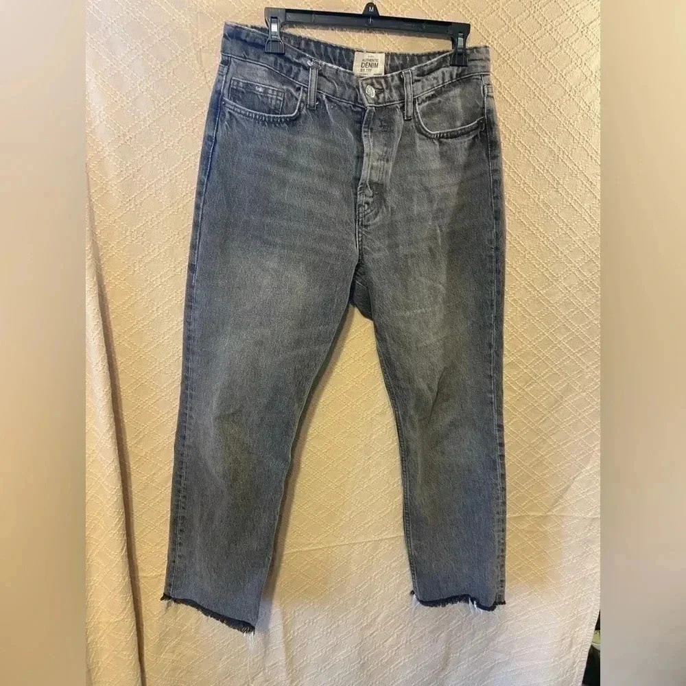 Womens Zara Jeans Womens Size 8 Black Denim Mom Baggy Faded Loose